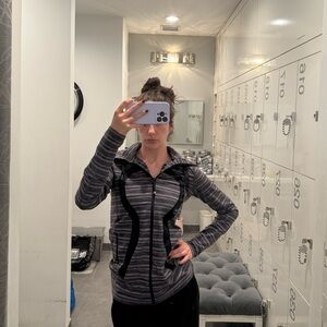 lululemon Striped Gray and Black Zip-Up Jacket